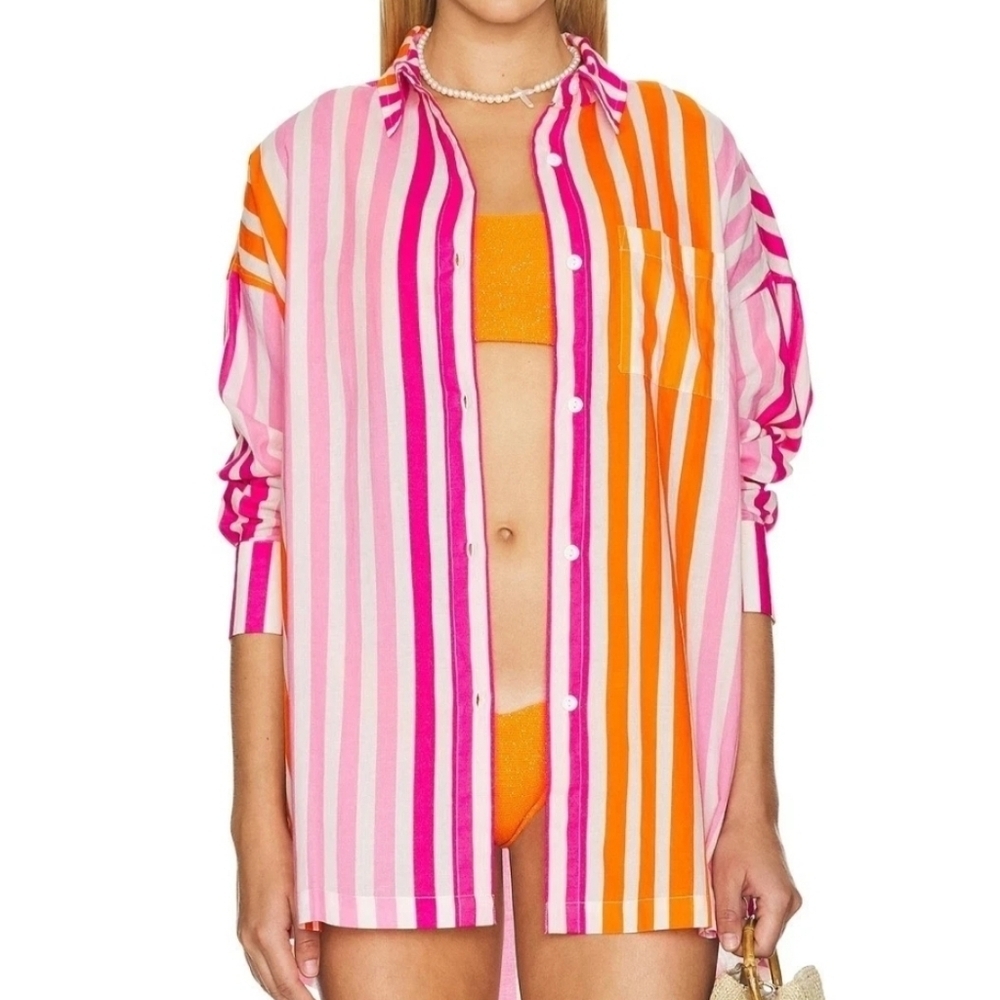 Beach Riot Alexa Sunset Stripe Cover Up Shirt